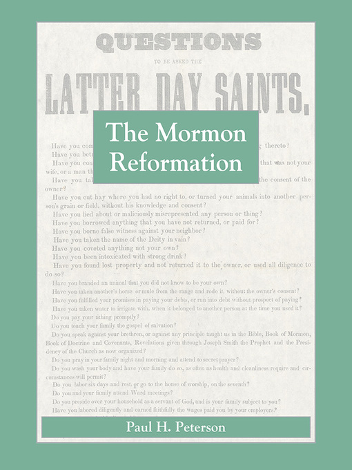 Title details for The Mormon Reformation by Paul H. Peterson - Wait list